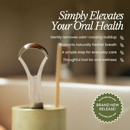 Bare Botanics Tongue Scraper 2 pcs | Durable Stainless-Steel and Reusable Tongue Cleaner w/Case | Compact Oral Hygiene Tool