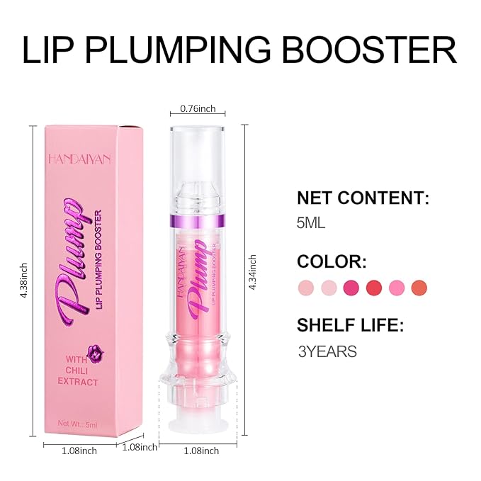 Erinde Natural Spicy Lip Plumping Booster Oil, Ultra-Hydrating & Nourishing Plump Lip Plumper, Glossy Finish Fuller Lip Plumping Lip Gloss for Women Girls, 04#