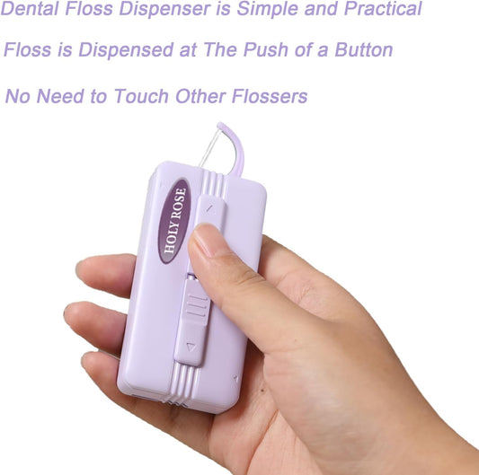 Holy Rose Twin-Line Dental Floss Picks - Portable Flossers Dispenser (2 Boxes) - Mint Flavor Fresh Floss Stick-Dual Action Cleaning,Travel Case is Ultimate Teeth Hygiene Tool.