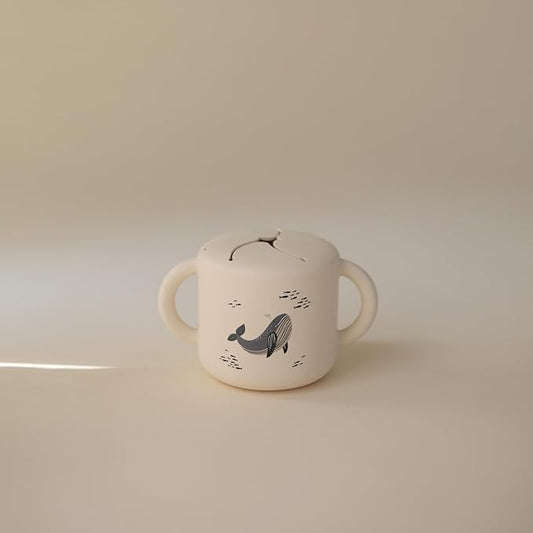 mushie Silicone Snack Cup | Spill Proof Food Container for Toddler and Baby (Whales)