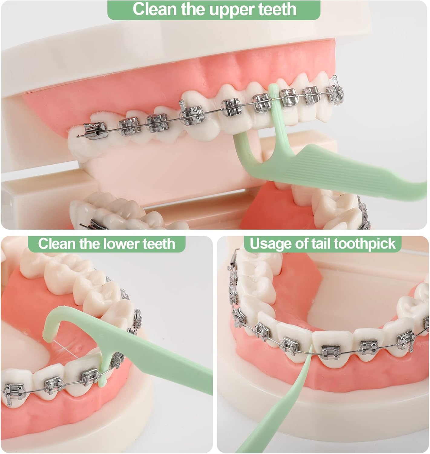 500 Count Orthodontic Flossers for Braces with Floss Dispenser, Braces Flossers for Adults & Kids, Floss Picks for Brace Fits Under Arch Wire, No Break & No Shred Floss, 100 Count Bag (Pack of 5)