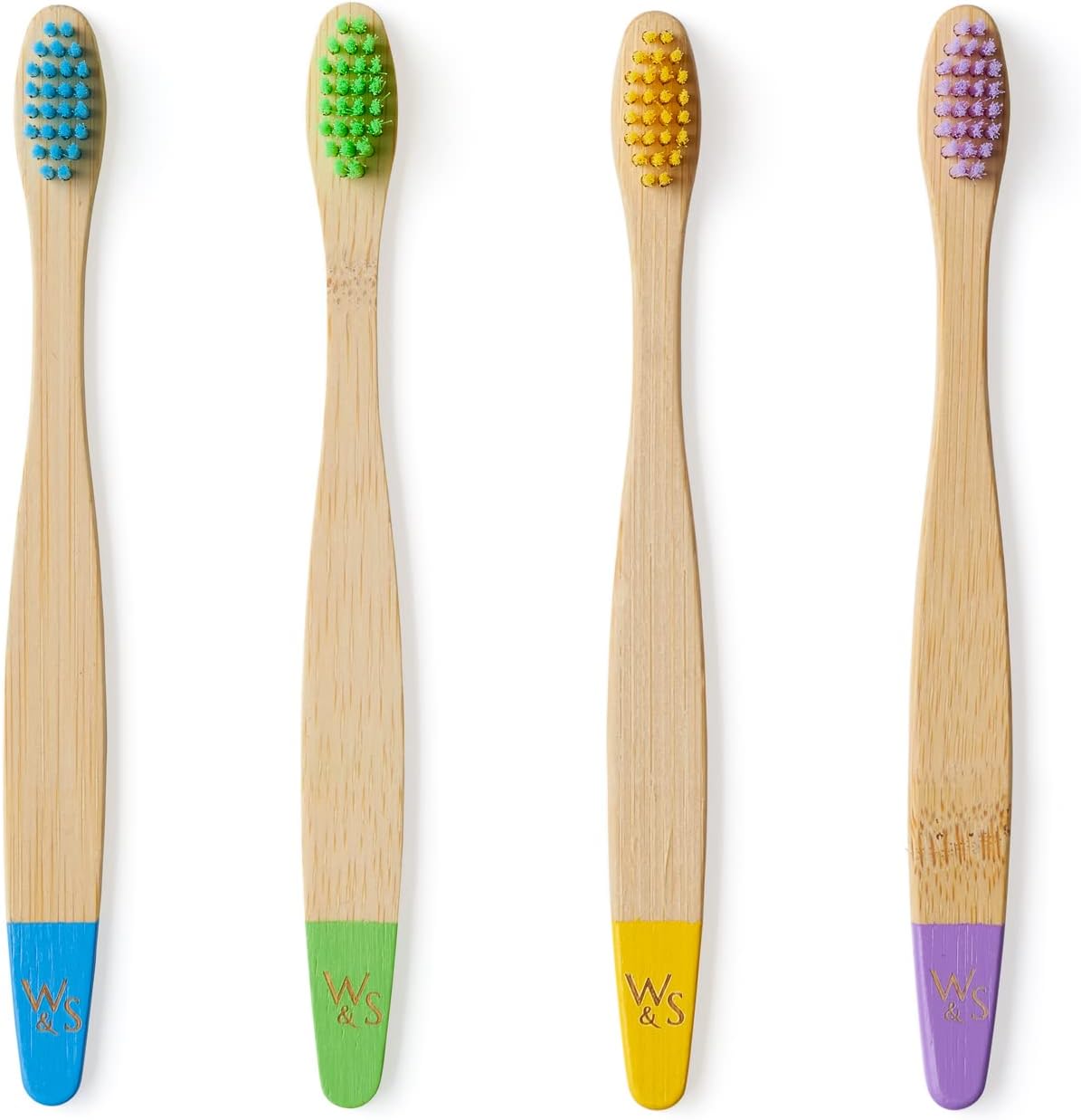 Wild & Stone Organic Children's Bamboo Toothbrush | Four Colors | Soft Fibre Bristles | 100% Biodegradable Handle | BPA Free | Vegan Eco Friendly Kids Toothbrushes