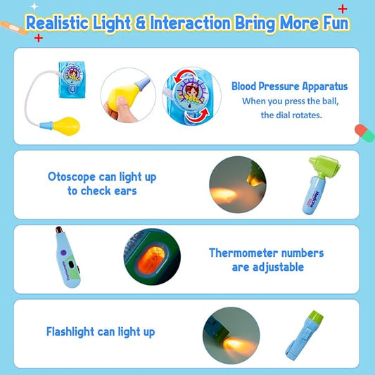 Meland Doctor Kit for Toddlers 3-5, Dentist Play Set with Teeth for Kids Pretend Play Kids Toys Birthday Gift for Toddler Boys Aged 3 4 5 6 Years Old