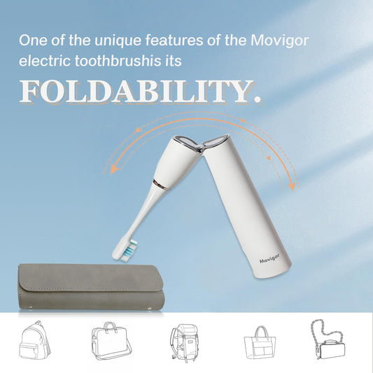 Foldable Electric Toothbrush,UVLED-Cleaning, Sonic Electric Toothbrushes for Adults with 4 Brush Heads, Flexible Amplitude and USBC Fast Rechargeable Travel Toothbrush -White