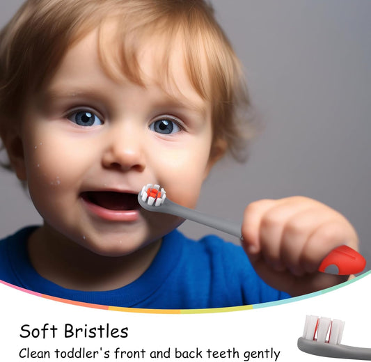 Mombella Ladybug Toddler Toothbrush for 2 Years+, Soft Red Dot Bristle Kids Toothbrush Age 2-4, Easy to Use, Oral Hygiene Care for Infant Teeth and Gums, Safe and Sturdy, 1pc