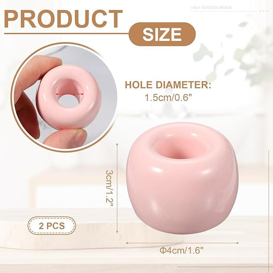 uxcell 2 Pcs Mini Ceramics Toothbrush Holder Stands, Sleek Mini Countertop Toothbrush Round Shape Ceramic Holder Stand for Bathroom Vanity Countertops, Pink