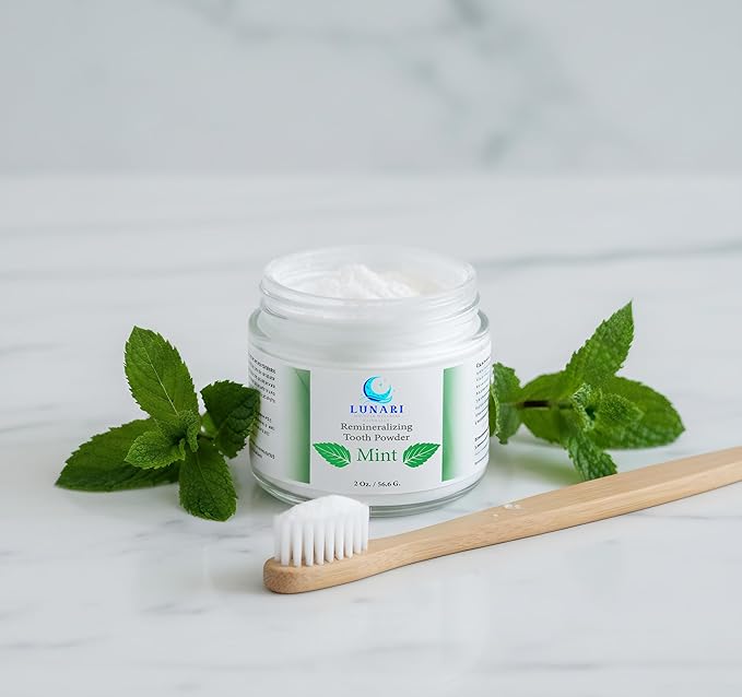 Remineralizing Mint Nano-Hydroxyapatite Tooth Powder for Sensitive Teeth – Natural Fluoride-Free Whitening Toothpaste with Bentonite Clay, Calcium Carbonate & Essential Oils, Vegan, Made in USA