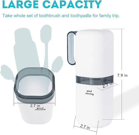 Toothbrush Travel Case,Toothbrush Holder and Rinse Cup with Handle Travel Toothbrush Cup,Multifunctional Toothbrush Covers,Large Capacit Travel Toothbrush Holder with Mouthwash Cup (Blue)