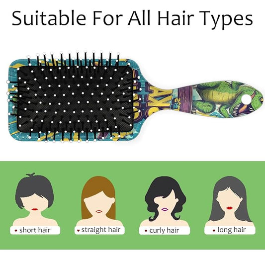 Kids Hair Brush for Boys Girls Toddler - Dinosaur Detangler Hairbrush for Wet Dry Thin Long Curly Hair Pain-Free Comb Glide Through Tangles with Ease and Massage Scalp