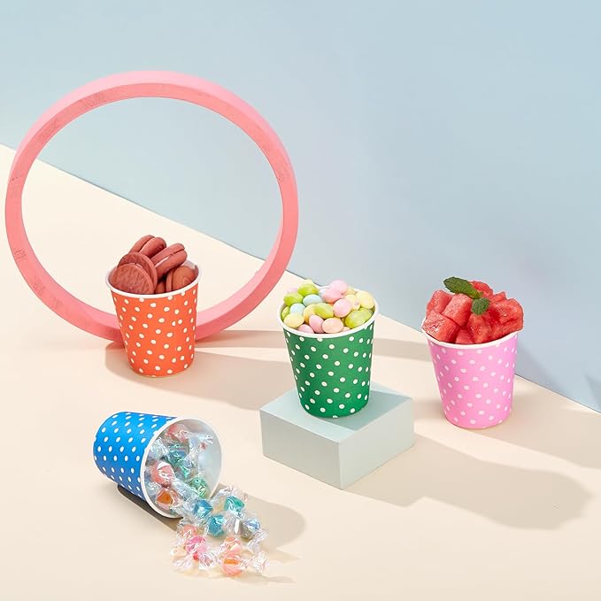 600 Pack 3 oz Paper Cups for Bathroom, Small Mouthwash Cups, Disposable Mini Bathroom Cups, Cold Beverage Drinking Cup for Water Coolers, Party, Home and Office(Dots)