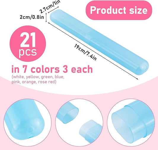 21 PCS Toothbrush Case, 7 Colors Plastic Toothbrush Storage Cases, Multiple Color Travel Toothbrushes Holder, Dust-Proof Portable Toothbrushes Travel Containers for Business Trip Home Camping