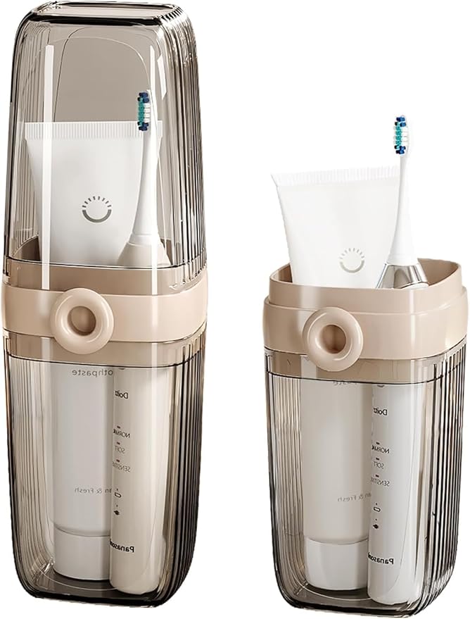 Toothbrush Travel Case, 2 in 1 Toothbrush Holder and Rinse Cup, Large Capacity Toothbrush Cup with Cover, Portable Travel Toothbrush Holder for Traveling, Camping, Trip - 1Pcs