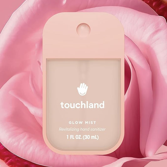 Touchland Limited Edition Glow Mist Duo Set, Revitalizing Hand Sanitizer Spray, Rosewater scented, 1FL. OZ. Travel Size (Set of 2)