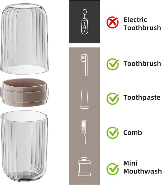 VITVITI Travel Soap Case Container, Portable Toothbrush Travel Case Dish Tray, 7.88 Inch Toothpaste Traveling Toothbrush Holder Set with Cover for Trip/Bathroom/Camping, Dark Coffee Color