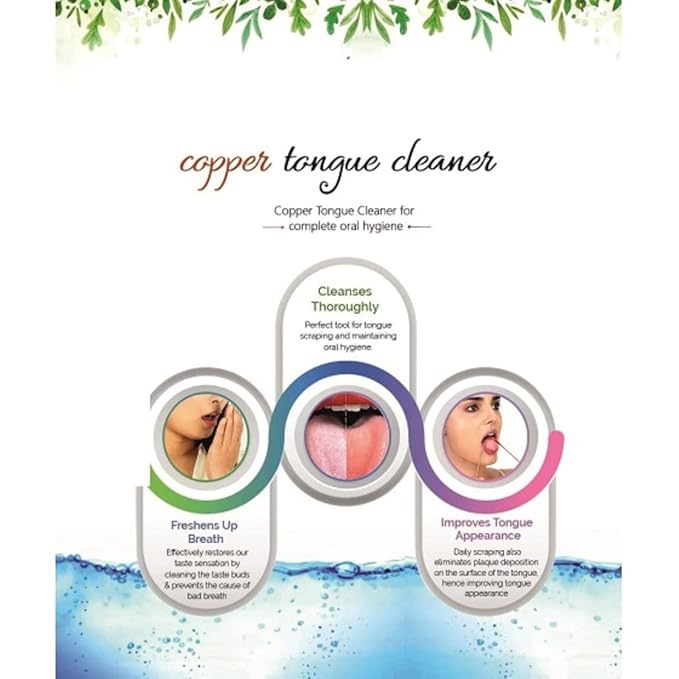 Pure Copper Tongue Scraper Cleaner | Perfect Surgical Tongue Scraper | Best Remedy for Bad Breath | Maintains Oral Hygiene| Flexible Handle and Comfortable Grip - Set of 12 Pieces