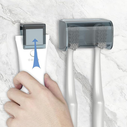 3 Pack Toothbrush Holders Toothpaste Clip and Razor Holder with Cover for Bathroom,Wall Mounted, Self Adhesive, Waterproof, 2 Slots Plastic Toothbrush Organizer Storage