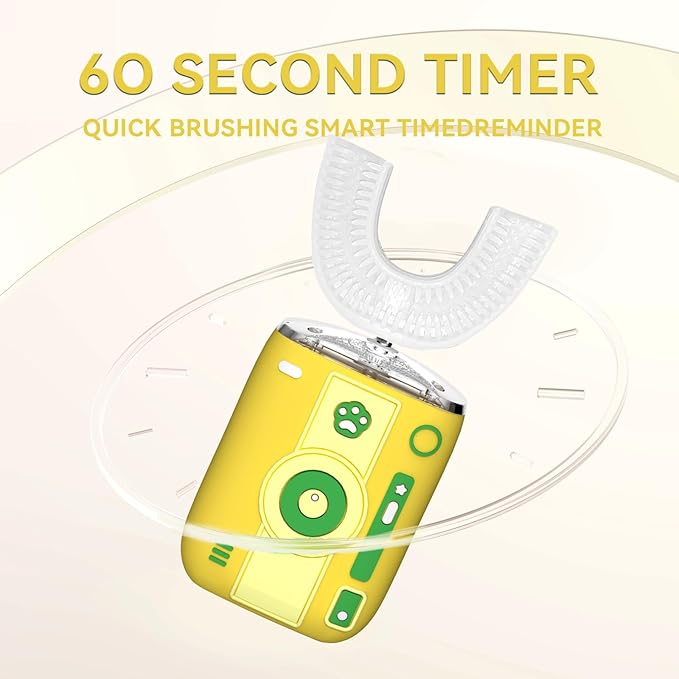 Adult Sonic Automatic Electric Toothbrush, 360° Oral Cleaning Stain Whitening (Yellow-Cup)