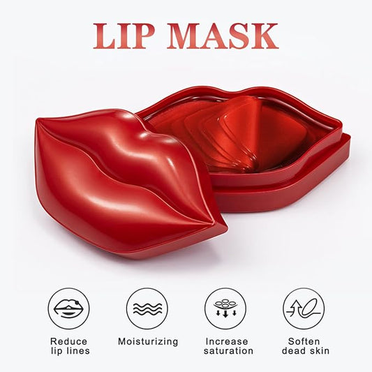 20PCS Collagen Lip Masks,Lip Care Lip Pads Great for Moisturizing,Nourishing & Firms Lip,Lip Sleeping Mask for Plumping Your Lips. (YUEHAO Lip Mask Red)