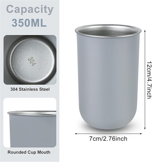 3 PCS Toothbrush Cups 350ml Stainless Steel Bathroom Tumbler Mouthwash Cups Reusable Toothbrush Toothpaste Holder Bathroom Counter Organizer