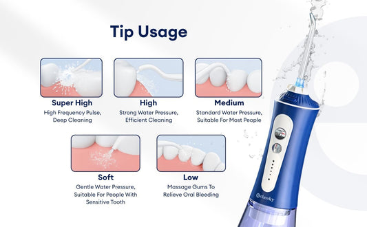 Cheeky Cordless Water Flosser with 5 Floss Heads, 5 Pressure Modes, and Rechargeable Battery, 300 mL Water Tank, Deep Tooth and Gum Cleaning