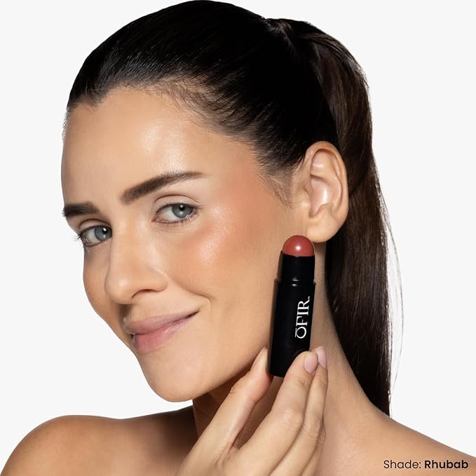 OFIR Cheek Tones Vitamin C Blush Stick | Buildable, Hydrating, Lightweight, Vegan Cream Blush Stick | Non-Transfer, Radiant Finish, Skin-Loving Formula | Rhubarb - Deep Berry | 0.21 oz