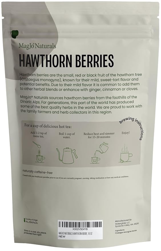 MagJo Naturals Hawthorn Berries, Whole Dried, 16 oz (1 lb)