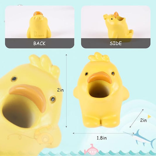 Cute Animal Toothbrush Holder - Duck Pen Pencil Holder,Mini Resin Freestanding Storage Base for Box Pen Brush Toothpick Desktop Storage Container, Washroom Office Organizer Accessories (Duckling)