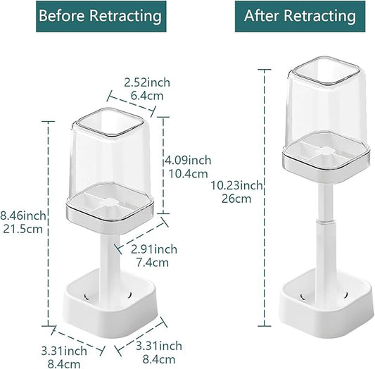 Toothbrush Holder with Cup/Cover, 3 Slots Toothpaste Holder Stand for Bathroom Countertop Plastic Storage Organizer for Toothbrushes, Electric Toothbrushes (White)