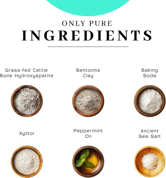 Vanman’s - Mint and Bone Tooth Powder Toothpaste (2 Pack) - Remineralizing Tooth Powder with Cattle Bone Derived Hydroxyapatite, Bentonite Clay, Peppermint Oil and Baking Soda - 2.2 oz