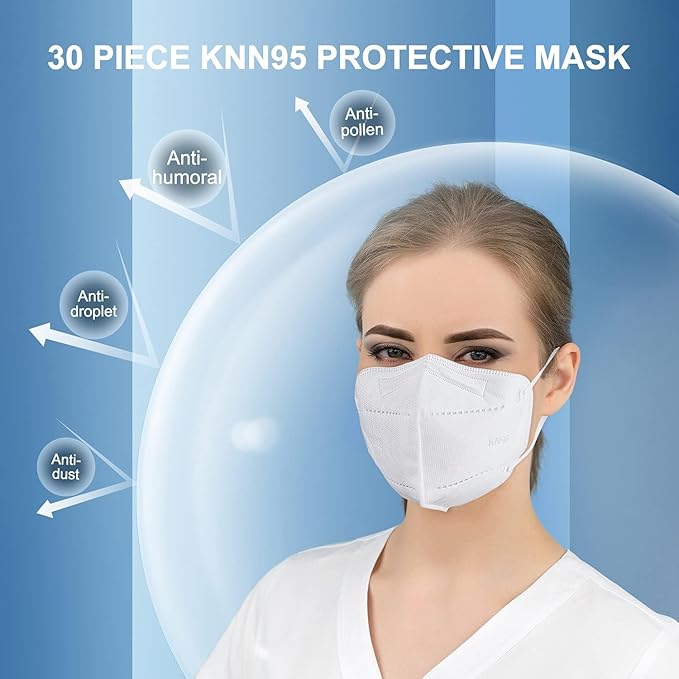 KN95 Face Mask 30pcs Disposable Face Masks Individual Packed Safety 5 Layers Breathable Cup Dust Masks Filtration>95%