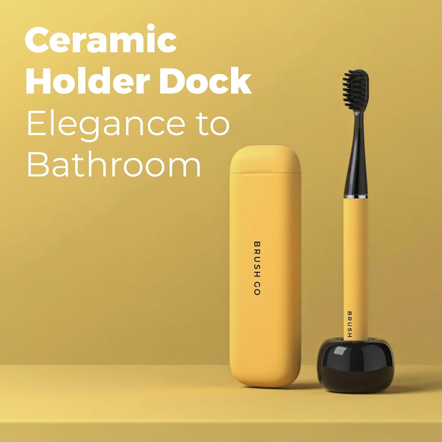 MIPOW Slim Pro i4 Electric Toothbrush Rechargeable Smart Ultra Sonic 3 Modes Magnetic Travel Case &Ceramic Dock, 60Day Long Battery Soft Bristles 2Heads IPX7 Waterproof,Color-(Yellow)