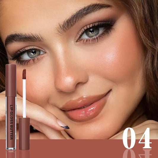 Browm Honey Butter Lip Stain Tinted Lip Gloss, Shine Moisturizing Plumper Liquid Lipstick for Women,Natural Nourishing Hydrating Lip Balm for Dry Lips,Lightweight Lip Liner Care Makeup,Vegan #4