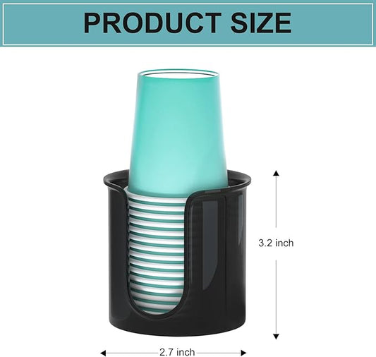 Bathroom Cup Holder - 2 Pack 3 oz Cup Dispenser for Bathroom Vanity Countertop - Small Paper Cup Dispenser for Mouthwash Cups & 3oz Bathroom Cups(Black)