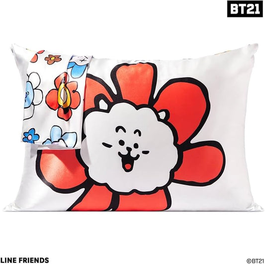 Kitsch x BT21 (RJ) Satin Pillowcase with Zipper for Hair & Skin - Softer Than Silk Pillow Cases, Smooth Cooling Pillow Cover, Wrinkle-Free, Machine Washable, Queen/Standard (19x26)