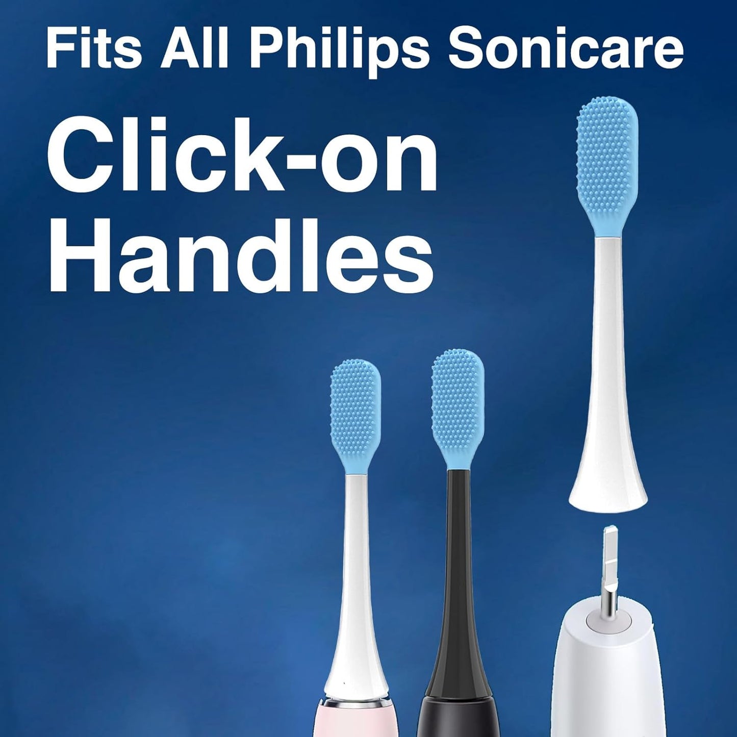 Tongue Scraper Heads for Philips Sonicare Click-On Handles – Gentle & Effective Tongue Cleaner, Fresh Breath, 3 Pack, Replacement Brush Heads (Black, Click-On Handles)