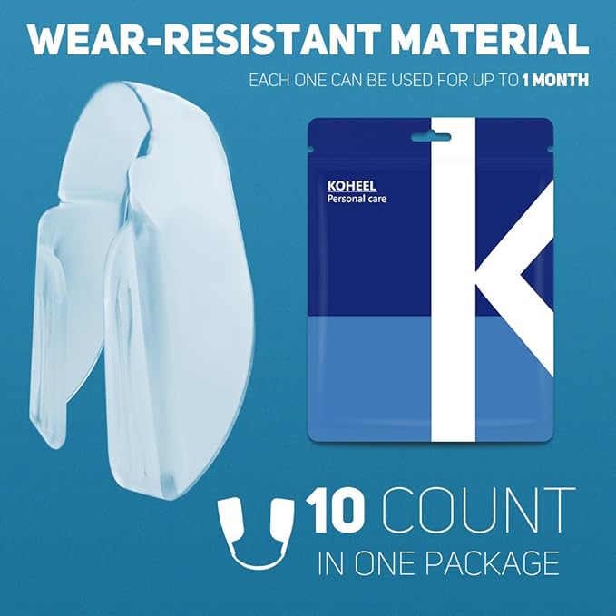 KOHEEL AIR Ultra Thin Mouth Guard for Teeth Grinding and Clenching, Comfort-Fit Night Guard, Stop Bruxism Dental Guard (Small, Count, 10)