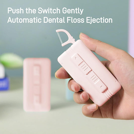 Portable Dental Floss Dispenser with Dual-Line Floss Picks – Travel-Friendly Tooth Cleaning Tool with Mint Flavor for Fresh Breath – Effective Oral Care Holder for Teeth, Flossers, and Toothpicks.