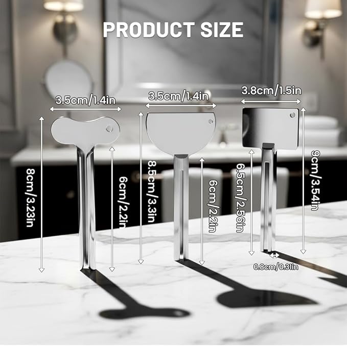 Toothpaste Squeezer, Metal Tube Squeezer Key Stainless Steel Toothpaste Roller Tube Wringer for Paint, Cream, Cosmetic and Hair Dye (C*2 PCS)