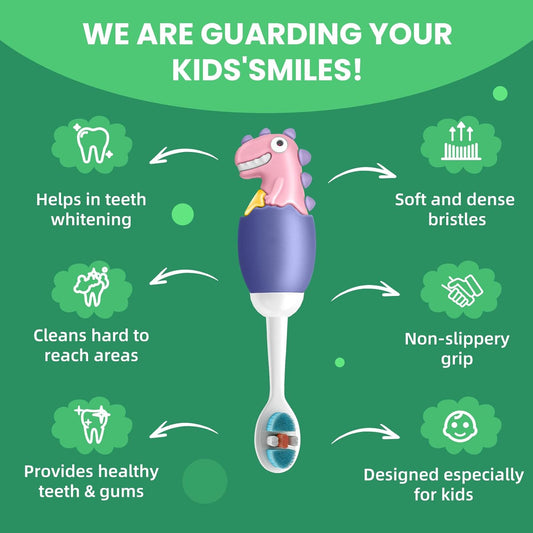 Kids Manual Toothbrush, Extra Soft Bristle Toddler Toothbrush with 10000 Bristles, Kids Travel Toothbrush Designed for Delicate Teeth & Gums for Children 2-7 Years (Purple)