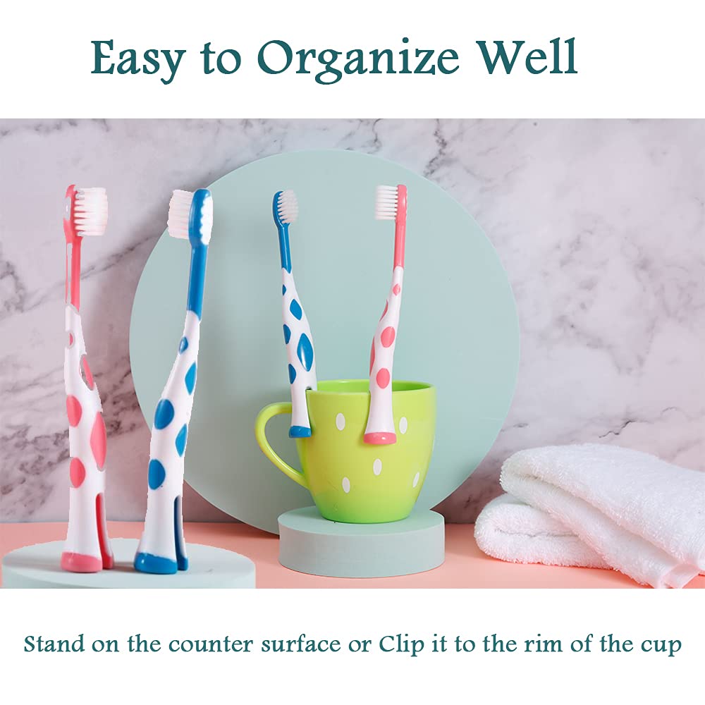 8 Packs Kids Toothbrush, Extra Soft Lovely Deer Toddler Toothbrush for Kids 2-8 Years (Pink&Orange&Blue&Green)