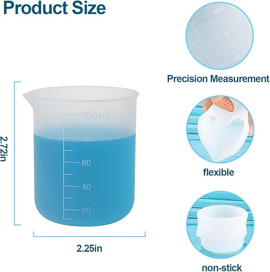 Laundry Detergent Cup,Silicone Laundry Detergent Measuring Cup,100ml Soft Material with Precision Scale–Reusable,No-Clean Design for Washing Machine & DIY Resin, Soap, Plaster Crafts(4 PACK)