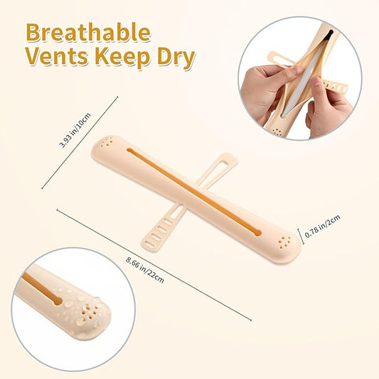 Travel Toothbrush Case, Portable Silicone Tooth Brush Holder with Toothpaste Storage, Compact Toothbrush Container for Traveling, Camping, Home, School, Business-Breathable & Hanging Design(Yellow)