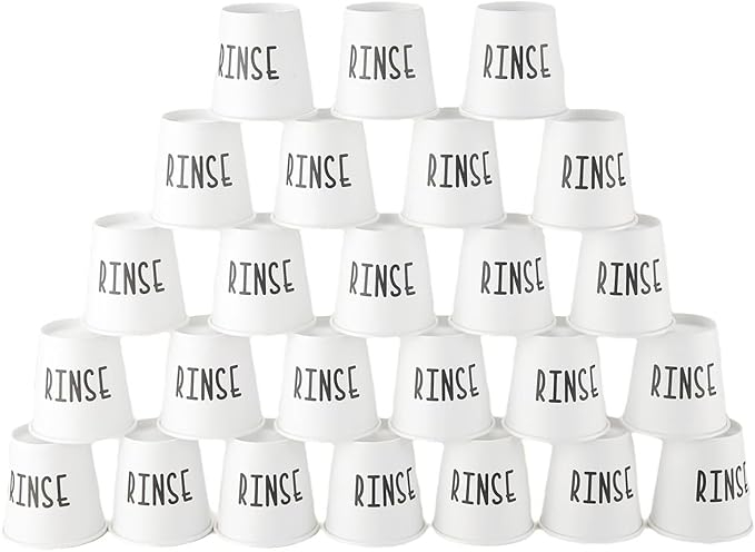 100 Mouthwash Cups, 3 oz Bathroom Cups with the Cute Word RINSE, Bathroom Cup That Enhances the Bathroom's Charm.