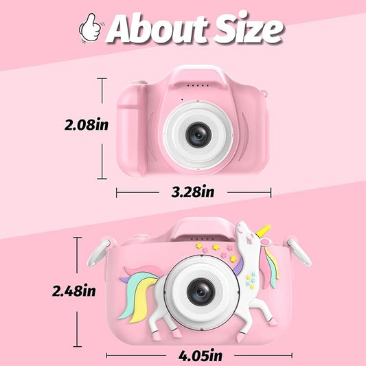 Goopow Kids Camera Toys for 3-8 Year Old Girls Boys,Children Digital Video Camcorder Camera with Cartoon Soft Cover, Best Chritmas Birthday Festival Gift for Kids - 32G SD Card Included