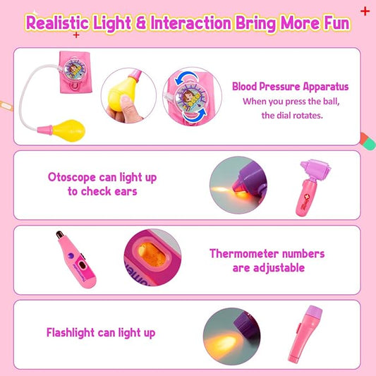 Meland Doctor Kit for Toddlers 3-5, Dentist Play Set with Teeth for Kids Pretend Play Girl Toys Birthday Gift for Toddler Girls Aged 3 4 5 6 Years Old