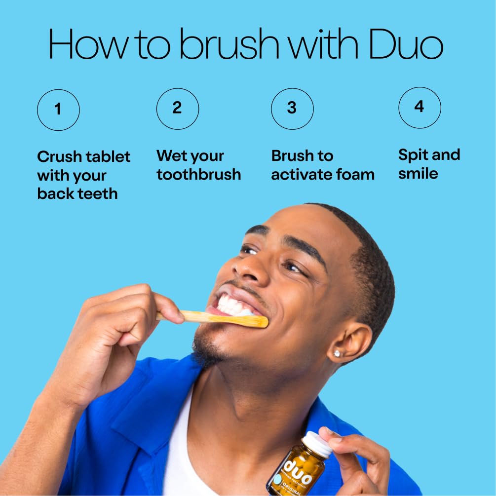 Duo Toothpaste Tablets | Nano-Hydroxyapatite (nHa) Natural Whitening, Remineralize, Reduce Sensitivity | Sustainable & Plastic Free | Dentist Created | Wild Mint Medley - 1 Bottle / 186 Tablets