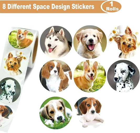 1.5" Dog Stickers for Kids Teachers, 500 Pcs Dog Puppy Stickers for Toddlers Birthday Party, School Reward, Giveaways