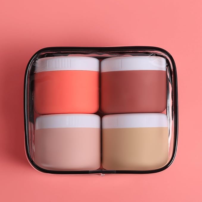 Travel Containers for Toiletries, Silicone Cream Jars BPA-Free, Leak-proof 3oz Travel Size Containers, Portable Size Silicone Jars with Lid for Cosmetic Face Hand Body Cream (4 Pack)