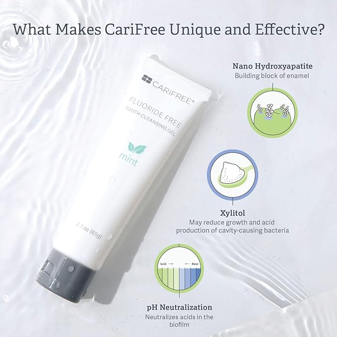 CariFree Fluoride Free Gel: Nano Hydroxyapatite Toothpaste, Neutralizes pH, Freshens Breath and Moistens Mouth, Dentist Recommended (2.3 Ounce (Pack of 2), Mint & Grape)