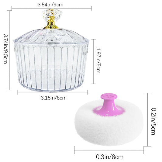 3 Pcs Body Powder Puff and Container, Large Soft Face Body Powder Puff Dish Fluffy for Women